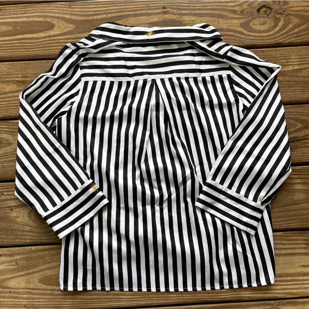 Betsey Johnson Black White Striped Pajama Set Moon Star Sleepwear Size Small - Picture 16 of 16